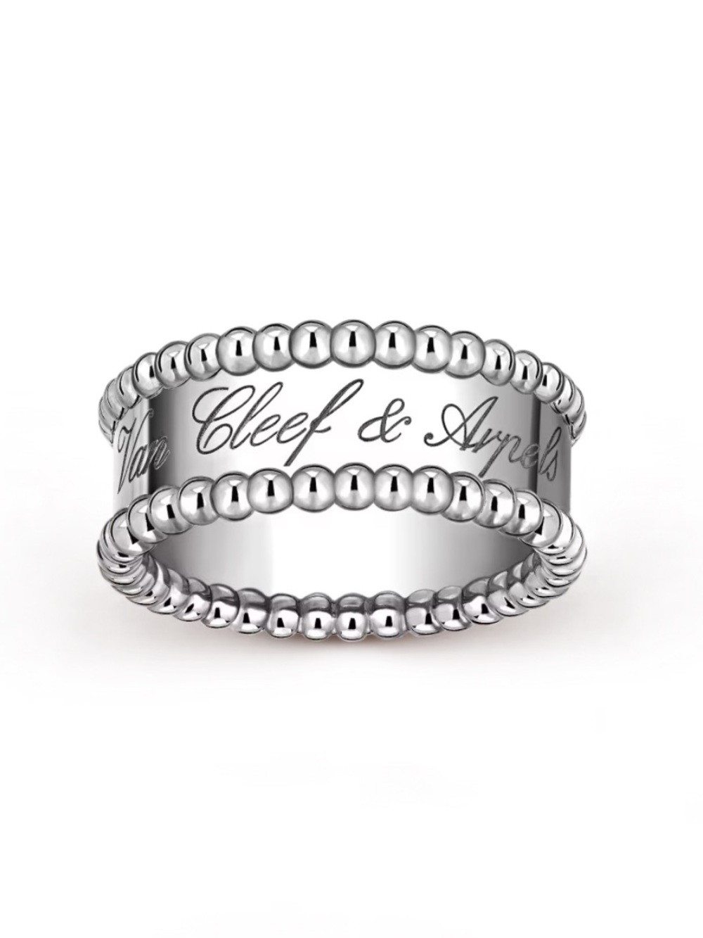 Van Cleef 18kt White Gold Perlée signature ring